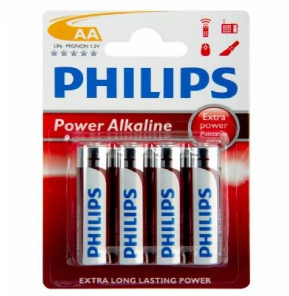 Pilha Alkalina Philips Com 4 AA