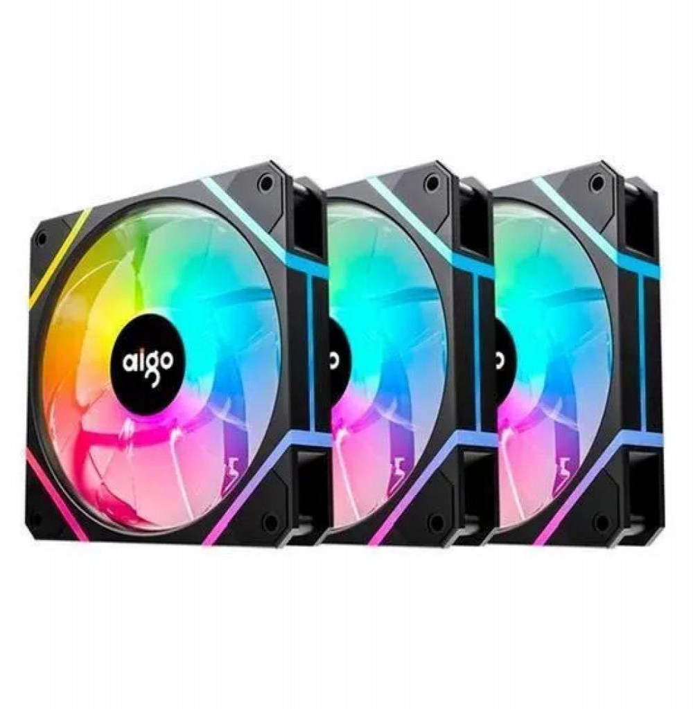 Cooler Gabinete Aigo AM12 Pro Argb Kit C/3 Coolers Preto