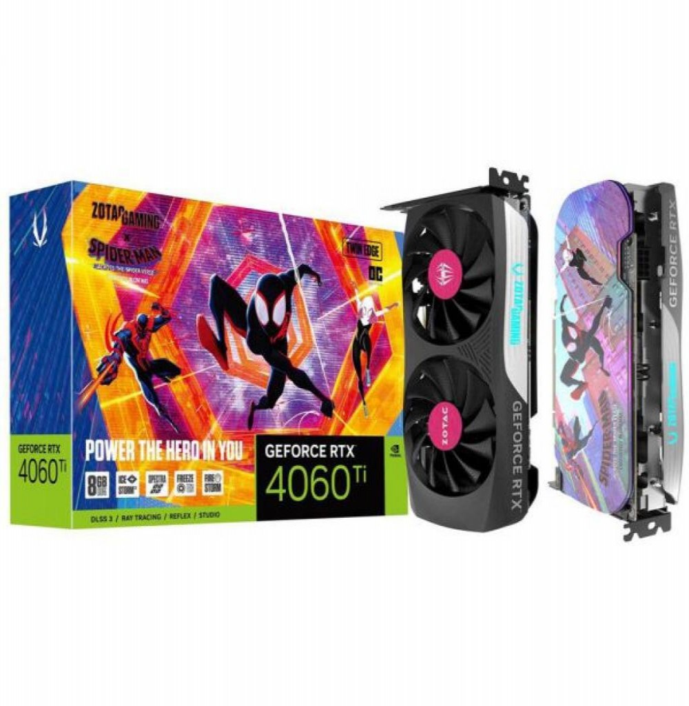 Placa de Vídeo  16GB Exp. Gf-Rtx4060TI Zotac Amp Spiderman Ed  (ZT-D40620F-10SMP) Placa de Vídeo  16GB Exp. Gf-Rtx4060TI Zotac Amp Spiderman Ed  (ZT-D40620F-10SMP)