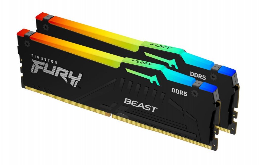 Memória DDR5 32GB 6000 Kingston Fury Beast Pto RGB Kit KF560C30BBEAK2 Memória DDR5 32GB 6000 Kingston Fury Beast Pto RGB Kit KF560C30BBEAK2