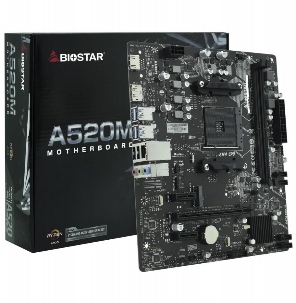 Placa Mãe AMD (AM4) Biostar A520MT DDR4 HDMI/DP/M.2  AA52IM4S-R01-BS251X Placa Mãe AMD (AM4) Biostar A520MT DDR4 HDMI/DP/M.2  AA52IM4S-R01-BS251X
