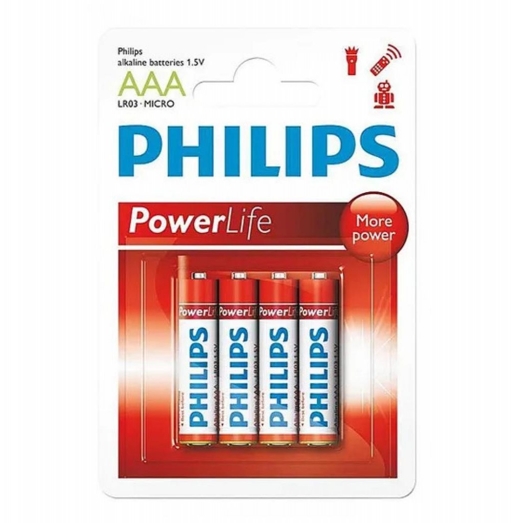 Pilha Philips AAA LR03-P4B C/4 Alcalina  