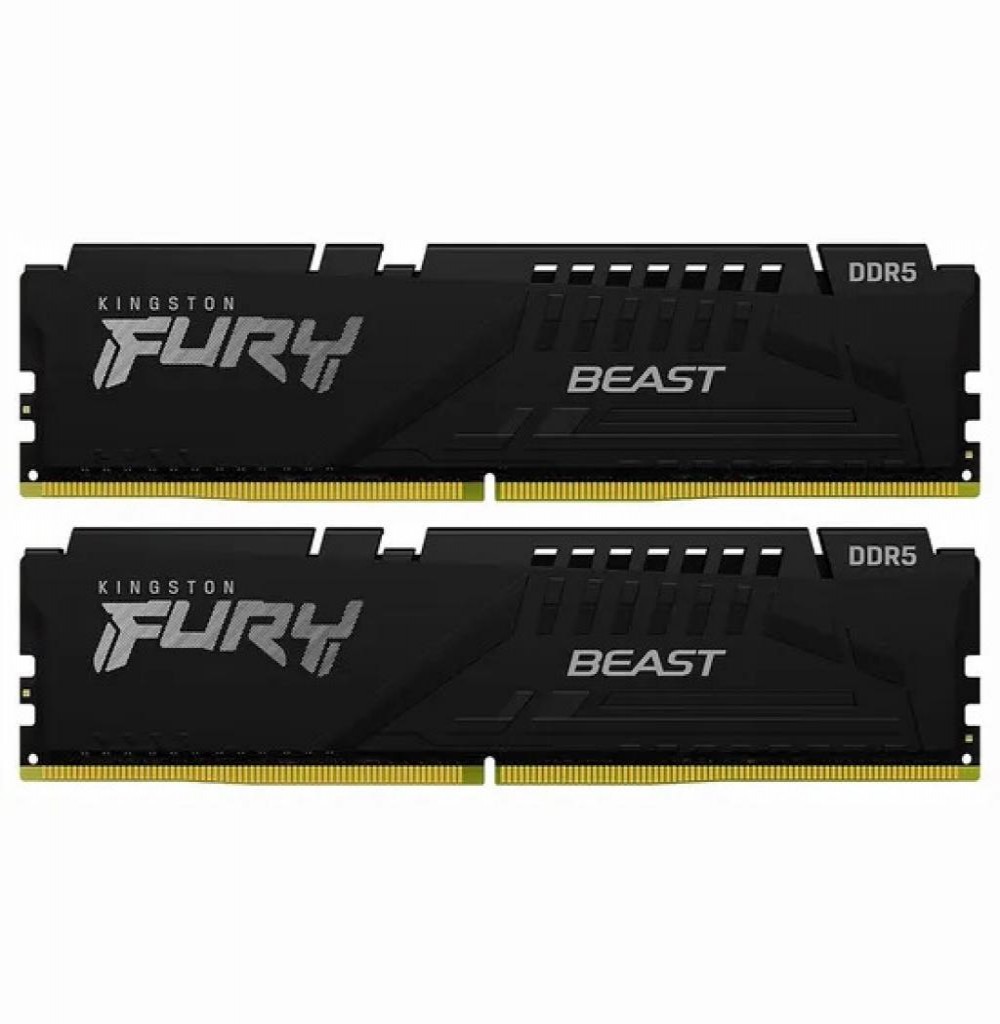 Memória DDR5 64GB 5600 Kingston Fury Beast Preto Kit KF556C36BBEK2 Memória DDR5 64GB 5600 Kingston Fury Beast Preto Kit KF556C36BBEK2