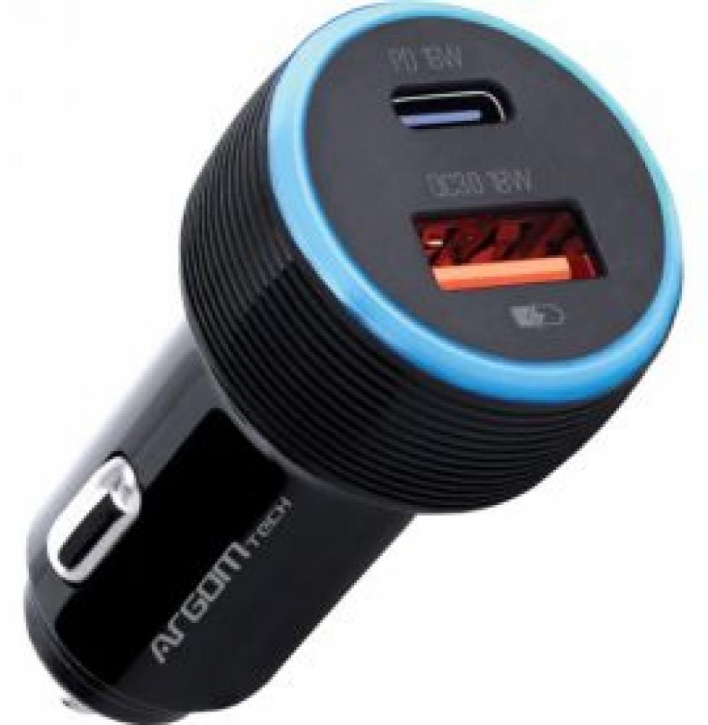 Carregador Para Carro Argom ARG-AC-0118BK USB-C/USB 