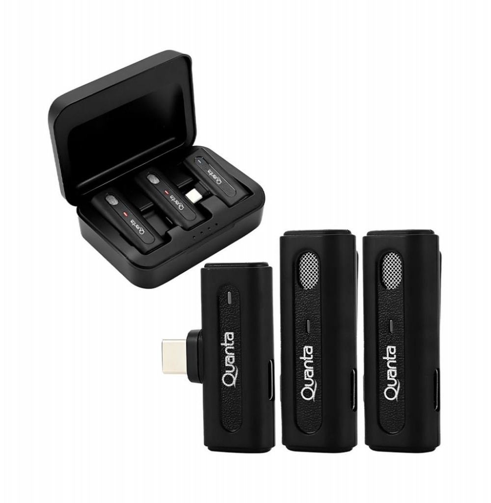 Microfone Quanta QTMDM20 Usb-C P/Celular Preto