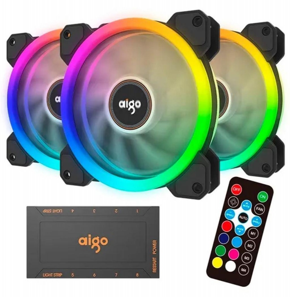 Cooler Gabinete Aigo DR12 RGB Kit C/3 C/ Controle