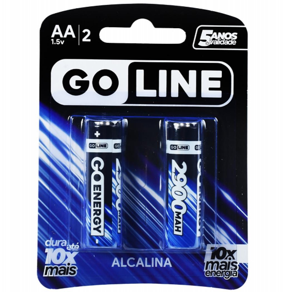 Pilha GoLine Alcalina AA Com 2