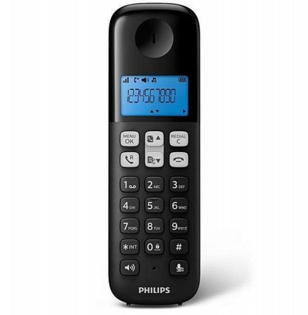 Telefone Philips D-1311B Sem Fio Com Bina Preto Bivolt