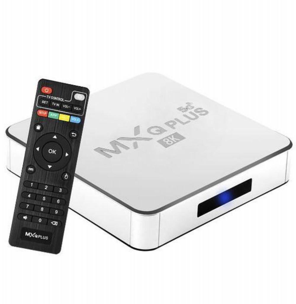 Receptor Digital IPTV MXQ Plus 8K 8+64 5G Branco 