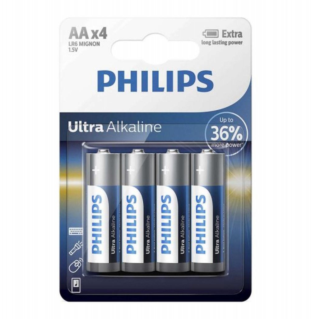 Pilha Philips AA LR6E4B/97 C/4 Ultra Alcalina