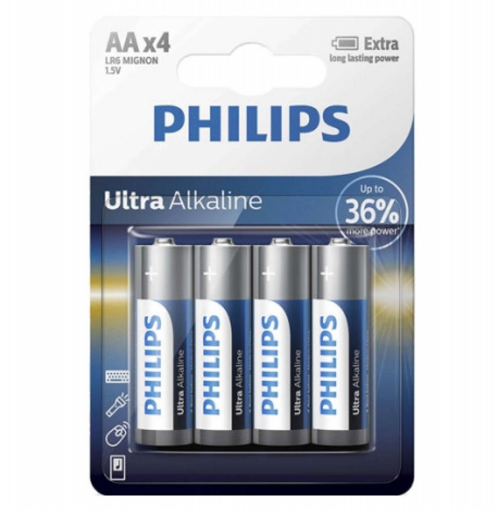 Pilha Philips AA LR6-E4B C/4 Ultra Alcalina