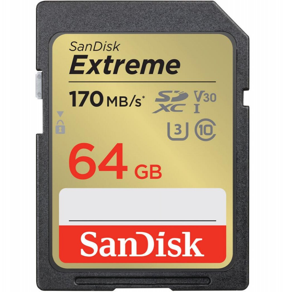 Cartão De Memória SD 64GB Sandisk Extreme 170-80MB/S U3