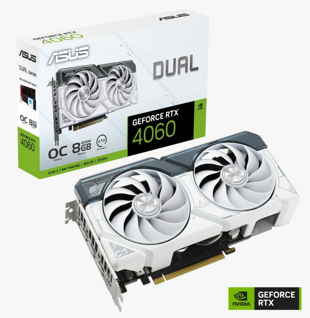 Placa de Vídeo  8GB Exp. Gf-Rtx4060 Asus Dual Oc White