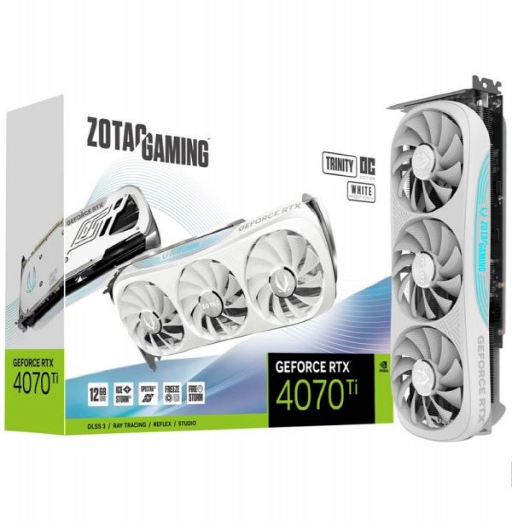 Placa de Vídeo 12GB EXP. GF-RTX4070TI Zotac Trinity Oc White (ZT-D40710Q-10P)