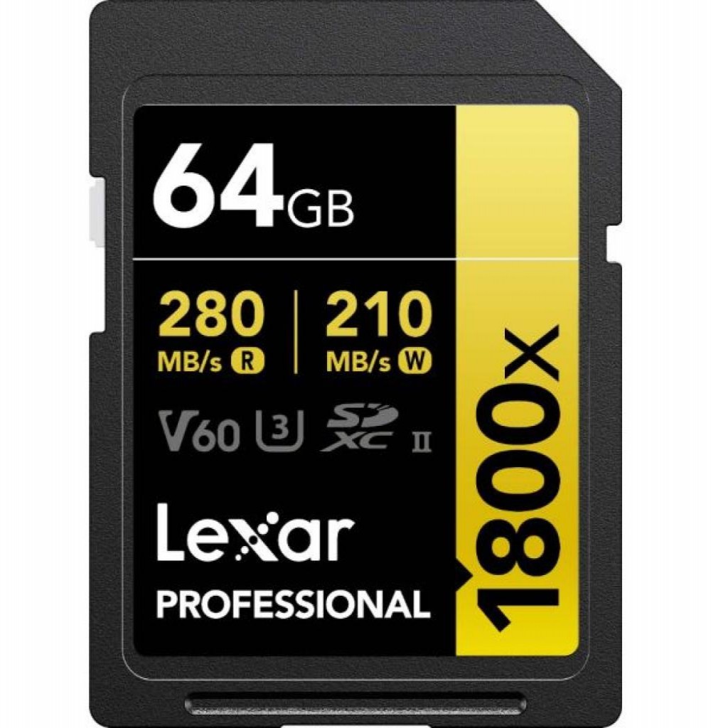 Cartão de Memória SD 64GB Lexar Professional Gold 1800X (LSD1800064G-BNN)