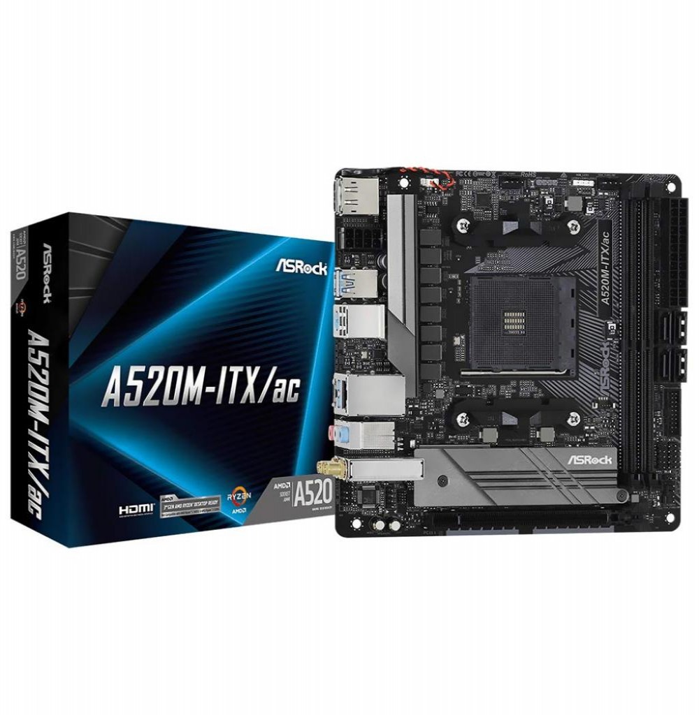 Placa Mãe AMD (AM4) Asrock A520M-ITX/AC