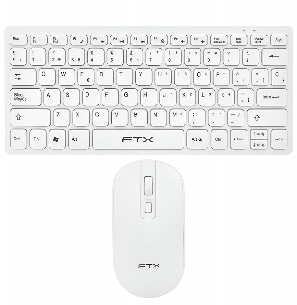 Teclado BT FTX FTXGK03 C/Mouse S/Fio Branco Espanhol