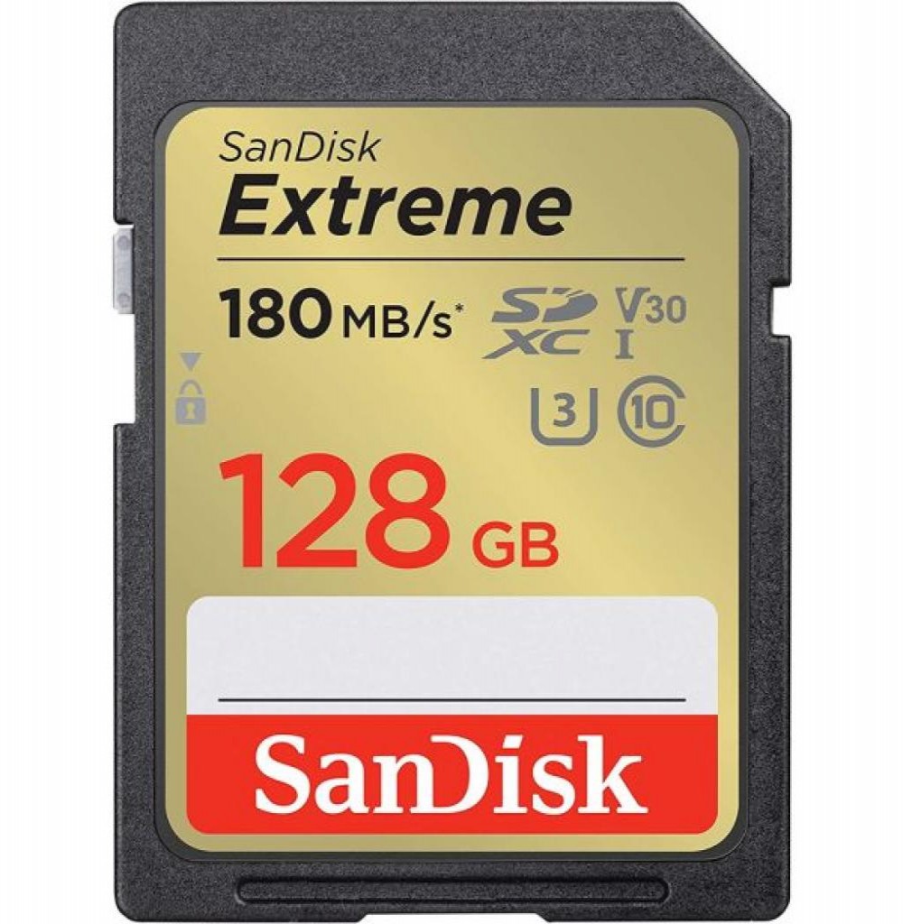 Cartão de Memória SD 128GB Sandisk Extreme 180-90MB 