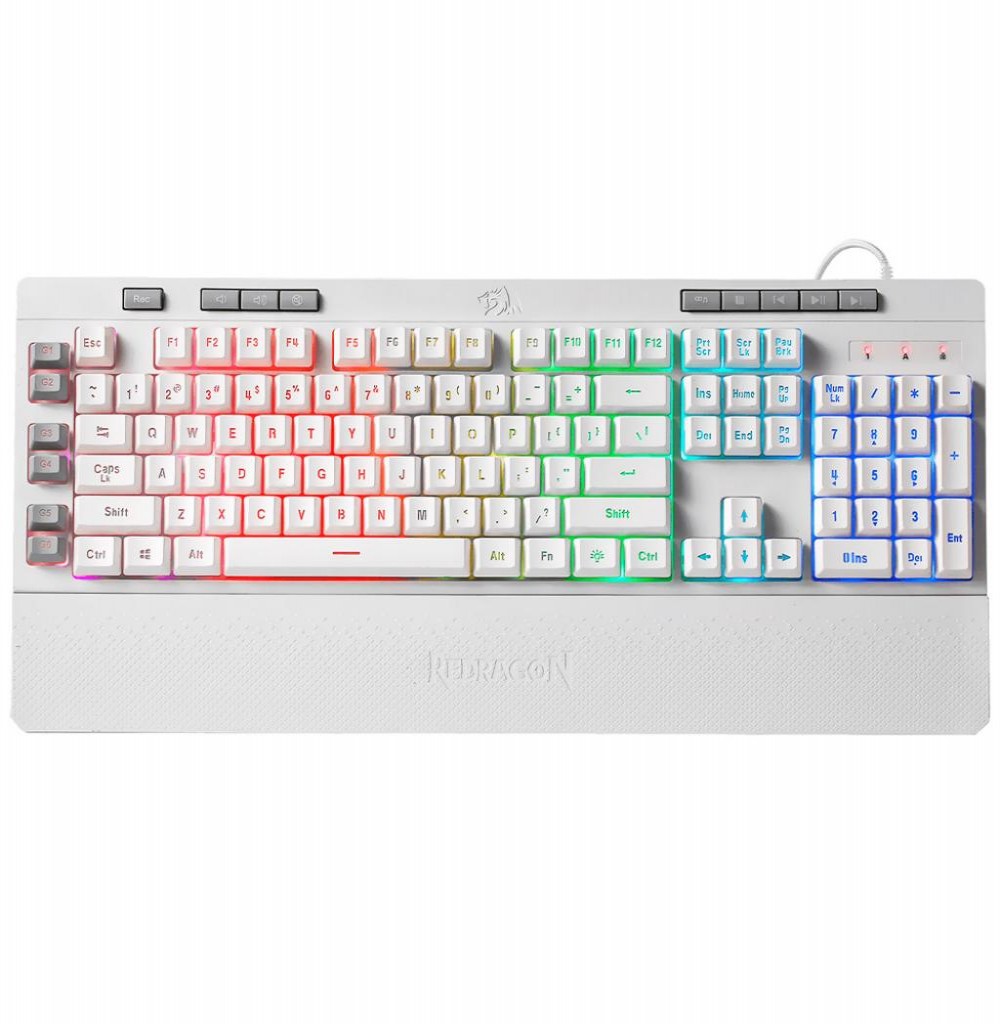 Teclado Usb Redragon Shiva K512W RGB Branco Inglês