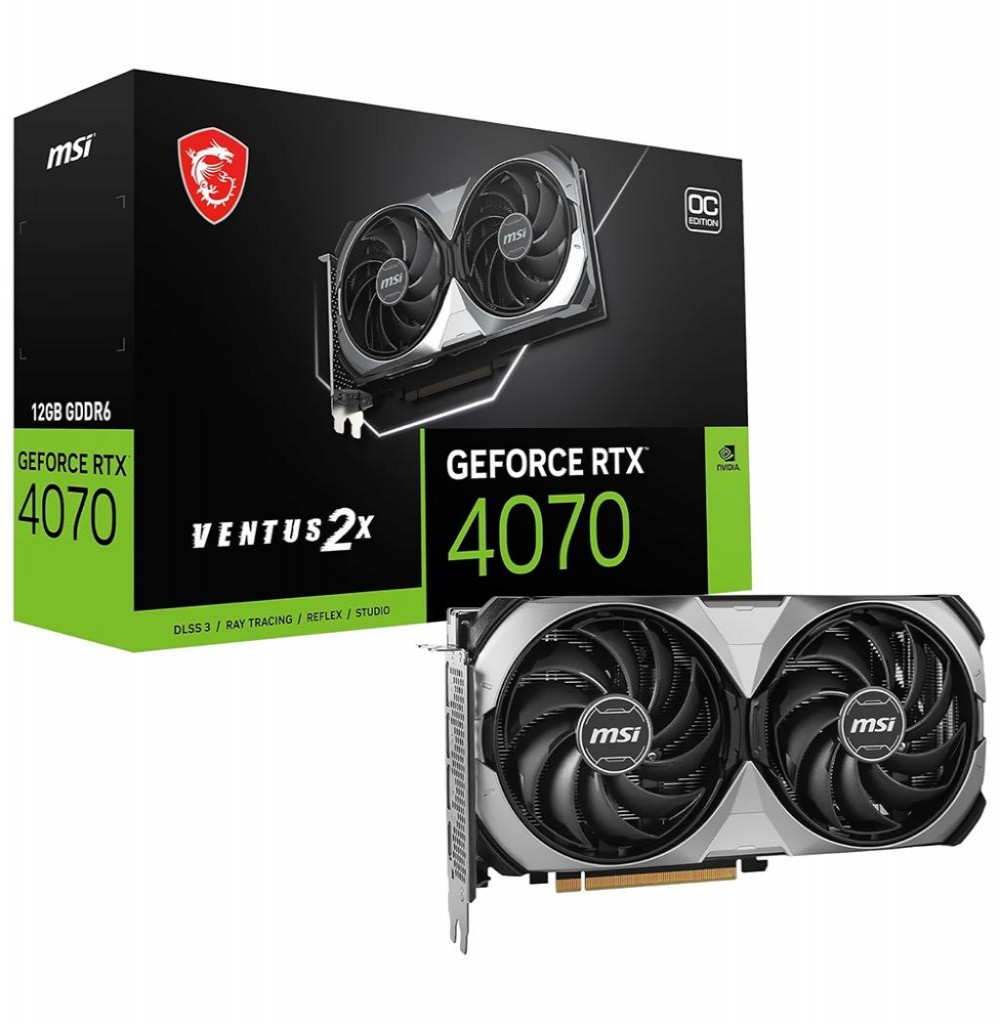 Placa de Vídeo 12GB EXP. GF-RTX4070 MSI Ventus 2X E1 OC 912-V512-017