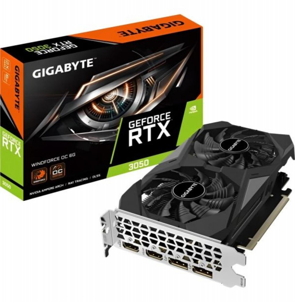 Placa de Vídeo  6GB EXP. GF-RTX3050 Gigabyte Windforce OC (GV-N3050WF2OC-6GD)