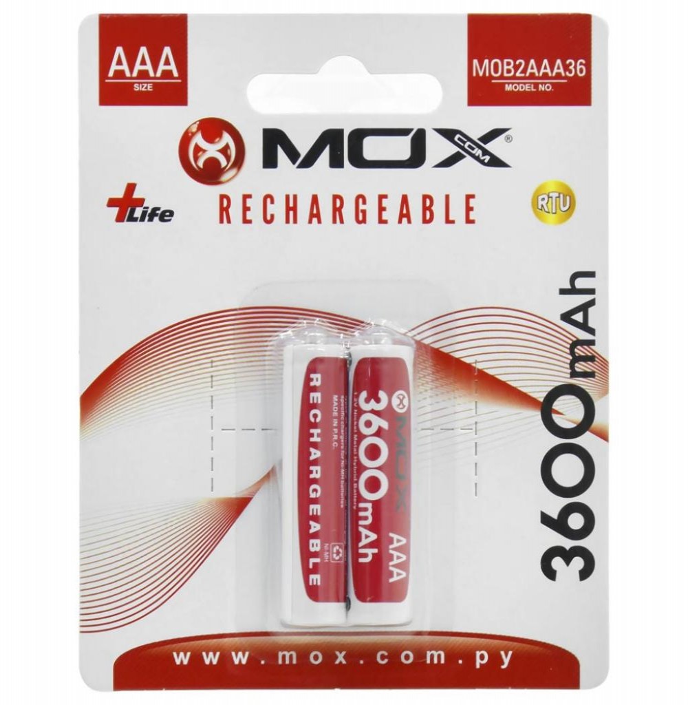 Pilha Recarregável Mox    AAA 3600MAH C/2 