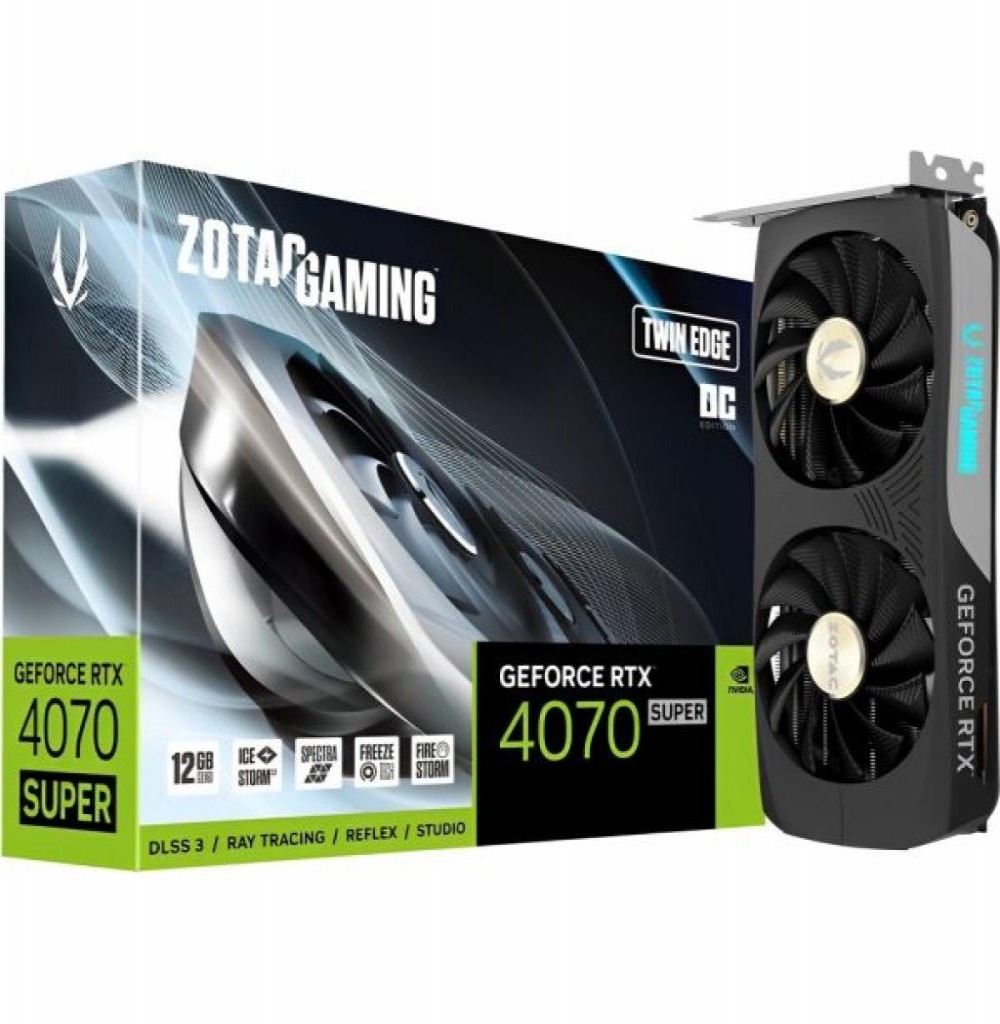 Placa de Vídeo 12GB EXP. GF-RTX4070 Zotac Twin Edge Oc    ZT-D40740H-10