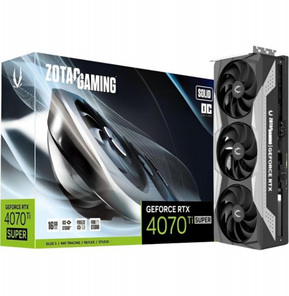 Placa de Vídeo 16GB Exp. GF-RTX4070TI Super Zotac Solid Oc (ZT-D40730RC-10P)