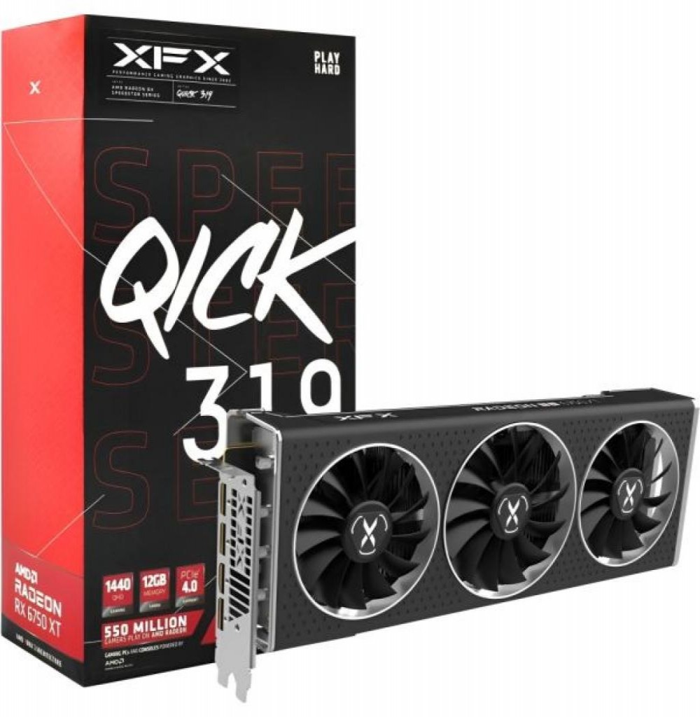 Placa de Vídeo 12GB EXP. RX6750 XT XFX Speedster Qick 319 (RX-675XYJFDP)