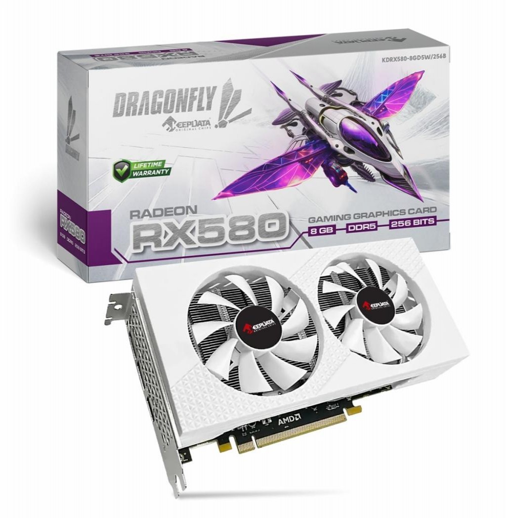 Placa de Video 8GB EXP. RX580 Keepdata Dragonfly Gaming Branco KDRX580-8GD5W/256B