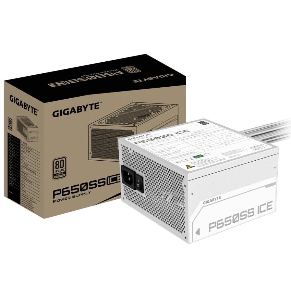 Fonte 650w Gigabyte GP-P650SS Ice 80plus Silver Branca