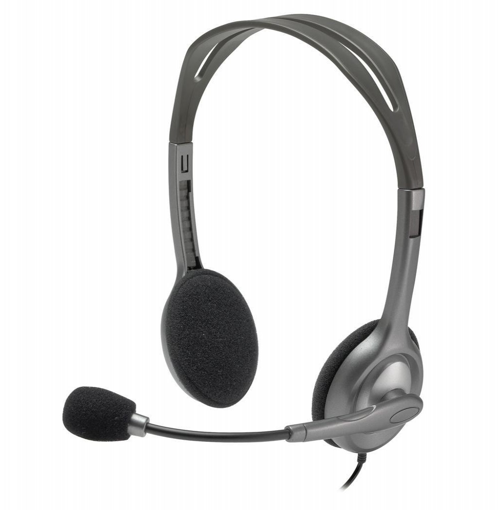 Headset Logitech H111 com Microfone - Cinza/Preto