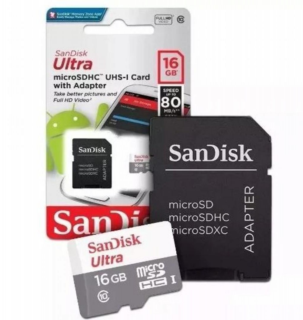 Cartão de Memória 16GB SanDisk Ultra Classe 10 80MB Sd Card