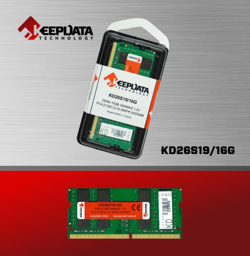 Memória RAM Para Notebook KeepData KD26S19/16 DDR4 16GB 2666MHZ