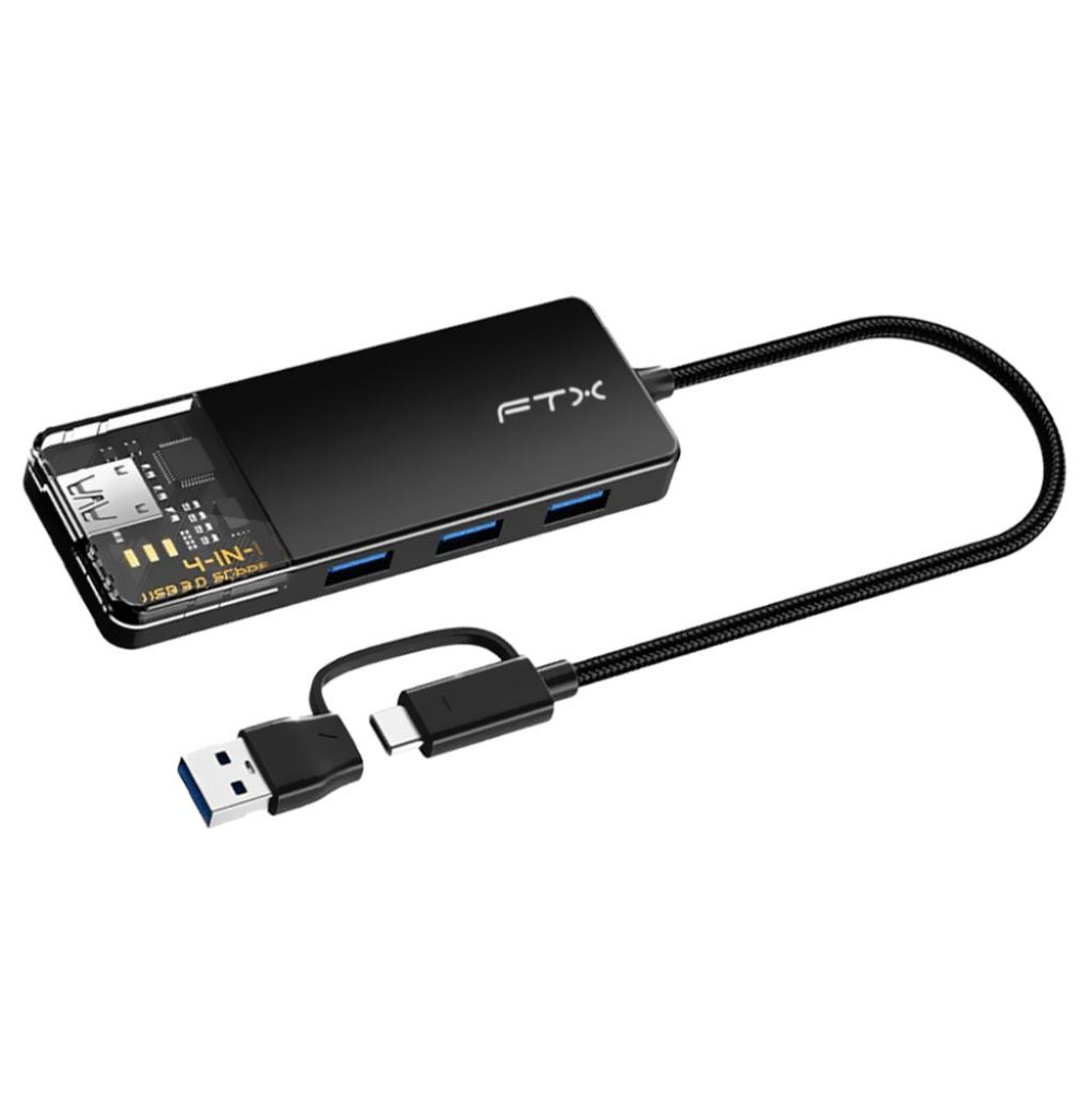Hub  4 Portas Ftx FTX-HUBT3-PB 4 USB3.0 TYPE-C