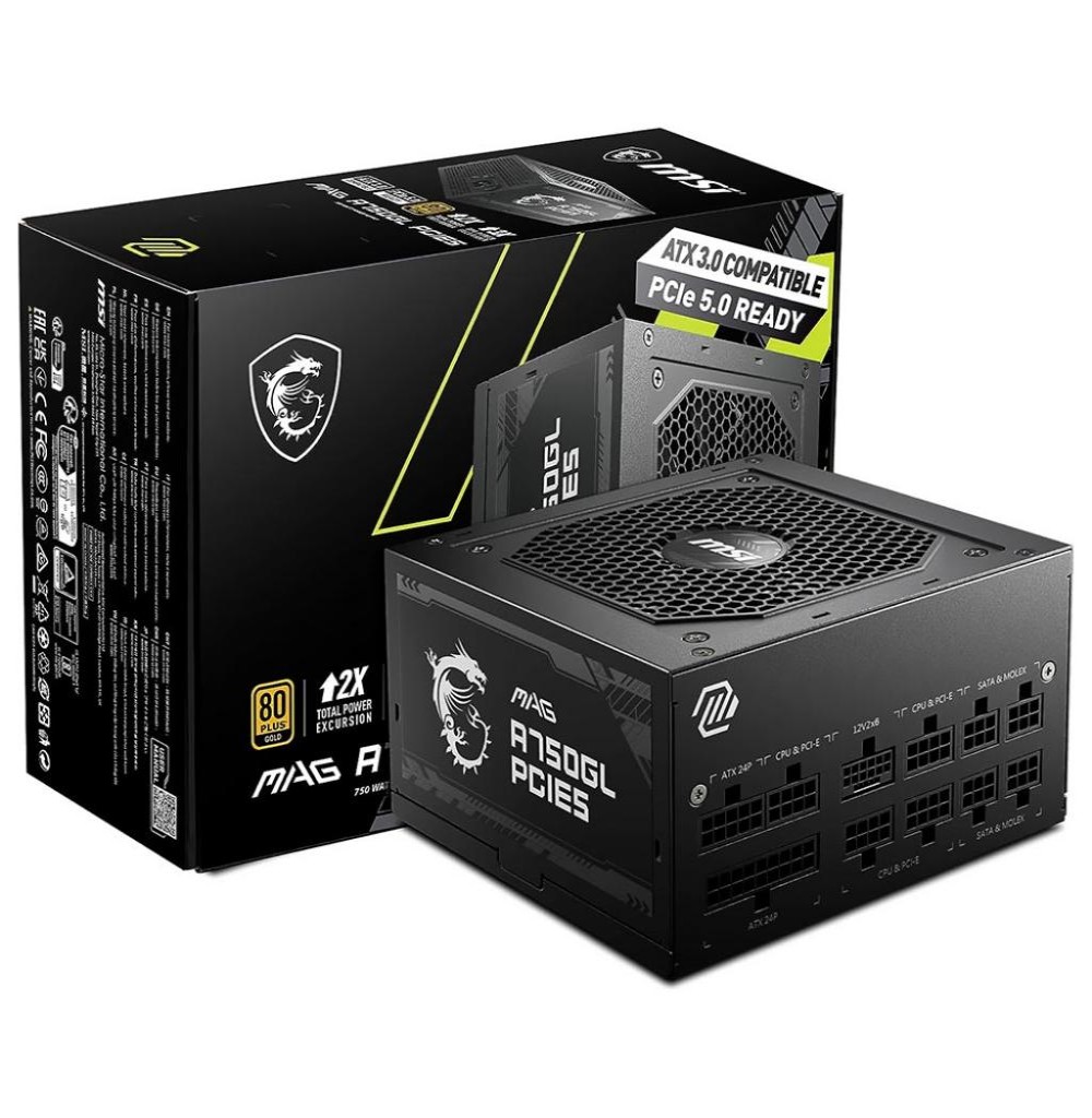 Fonte 750W Msi Mag A750GL 80 Plus Gold PCIE5 