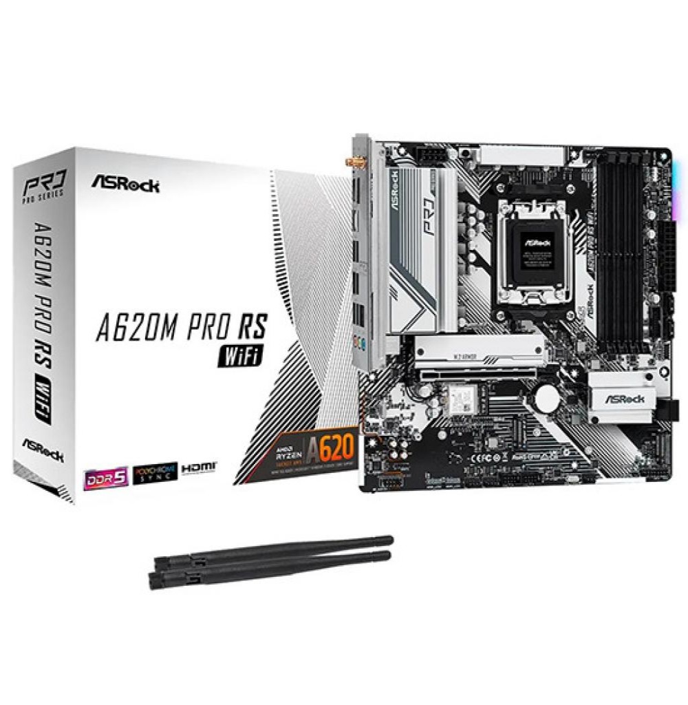 Placa Mãe Amd (Am5) Asrock A620M Pro Rs Wifi Ddr5 Oem