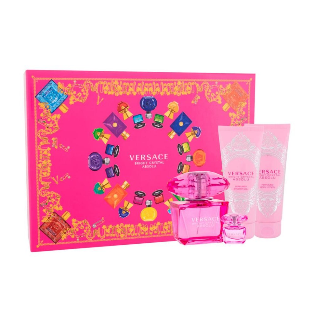 Kit Versace Bright Cristal Absolu 90ML+SG+BL+NECES
